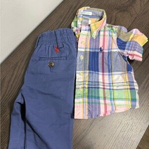 Ralph Lauren Multicolor Plaid Kids Button Down Shirt & Pants